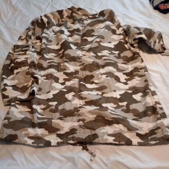 Kenzie Jeans Camo Utility Jacket. 1X NWT Green/Gray Full Zip. Chore Military - Picture 4 of 9